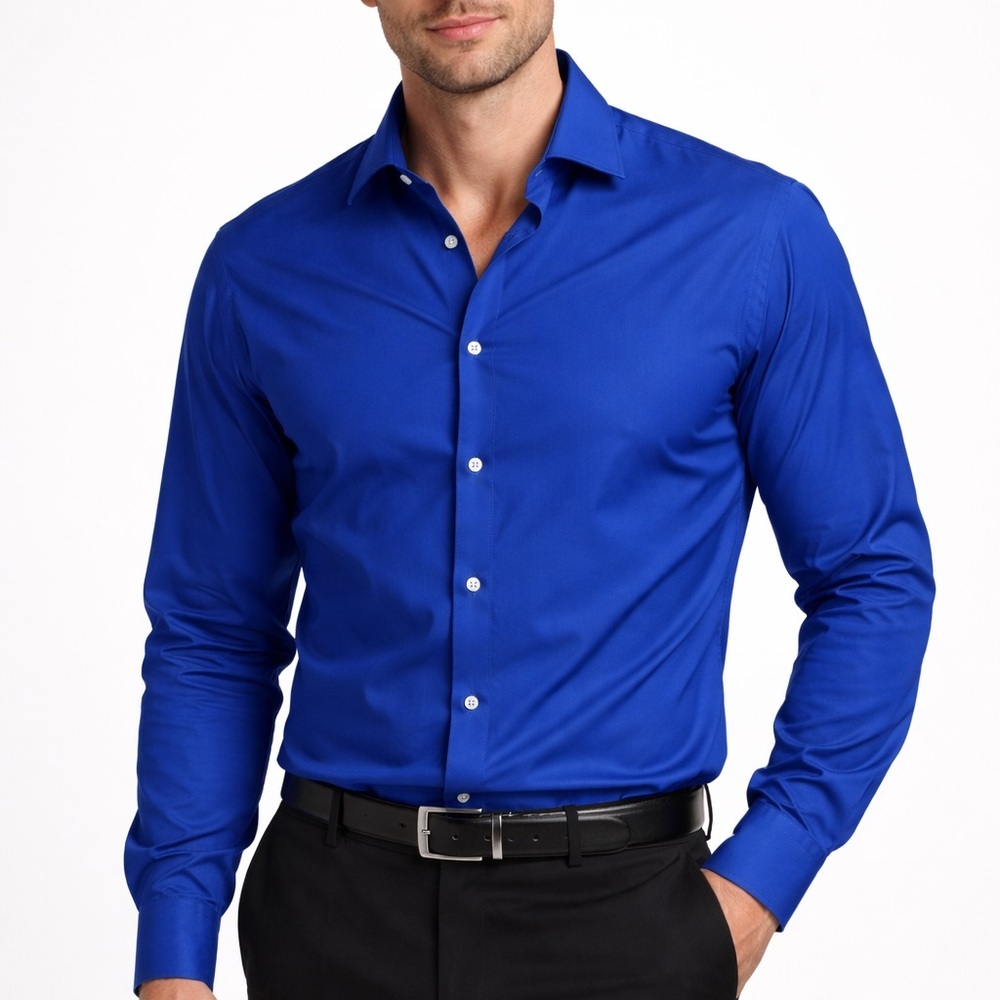 JF J.Ferrar Men's Vibrant Blue Button Down Shirt zs XXL